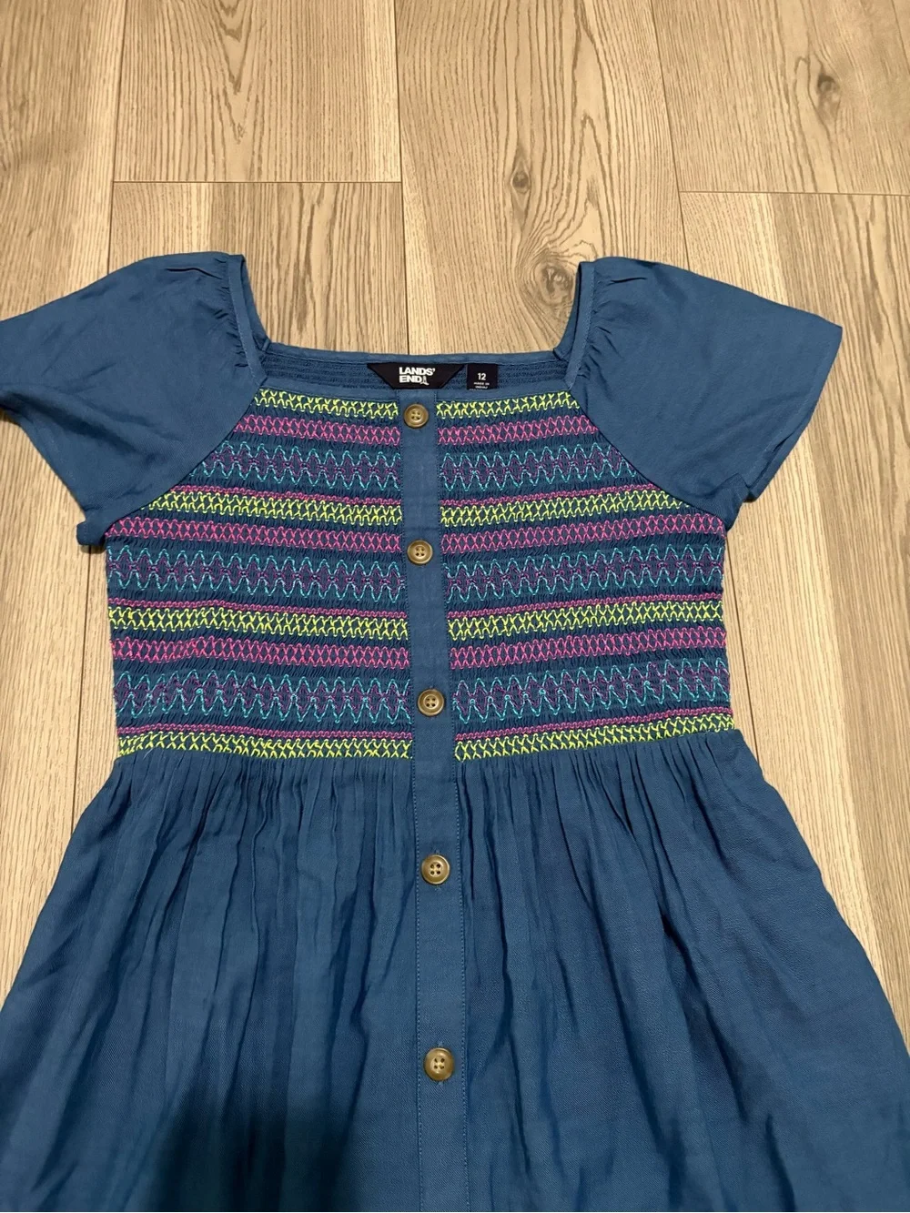 Lands End Girls Smocked Dress Size 12